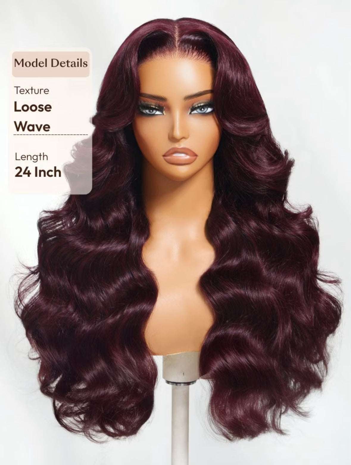 7x5 Bye-Bye Knots™ loose wave 24-inch human hair wig in black cherry with 13x4 Pre-Everything lace frontal and invisible drawstring